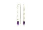 Rhodium Plated Gemstone Threader Earrings