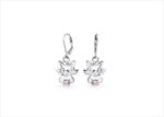 Kitty cat Lever Back Rhodium Plated Gemstone Earrings