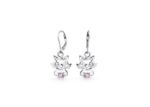 Kitty cat Lever Back Rhodium Plated Gemstone Earrings