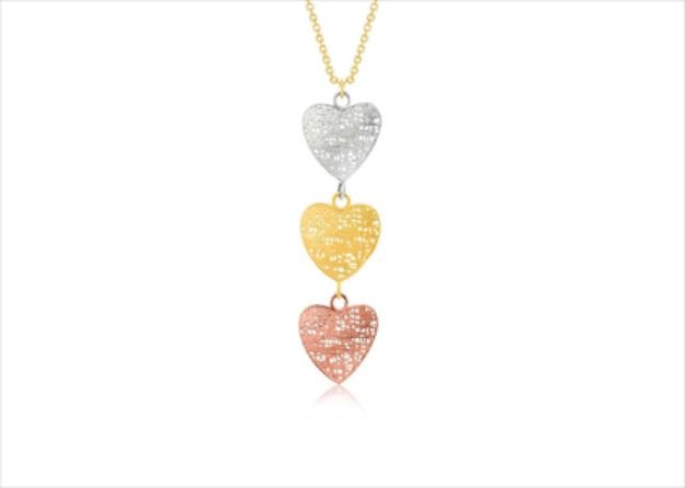 Three Tone Plated Triple Heart Pendant