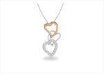 Two Tone Plated CZ Hollow Heart Pendant