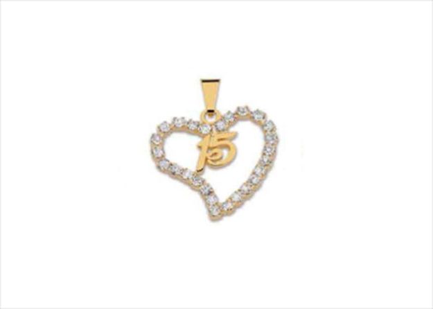 Gold Plated CZ Studded Numeric Heart Shape Pendant