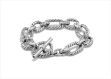 Rhodium Plated Twisted Toggle Link Chain Bracelet