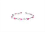 White Gold Plated CZ Studded and Ruby Tennis Bracelet