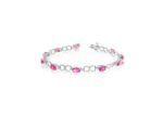 White Gold Plated CZ Studded and Ruby Tennis Bracelet