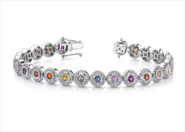 Silver Plated Multicolored stone Tennis Bracelet