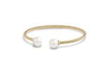 Gold Plated Twisted Open Cuff Pearl Bracelet