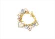 Three Tone Plated Womens Pearl Charm Toggle Bracelet