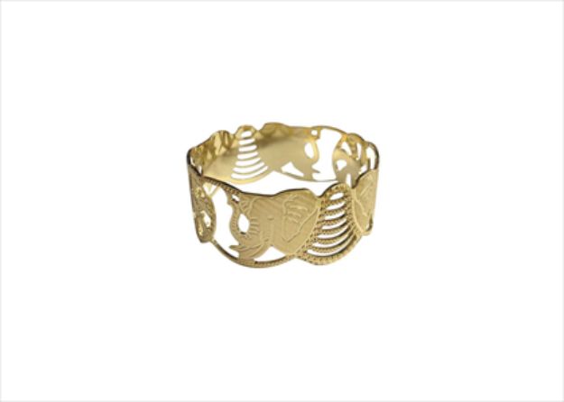 Gold Plated CNC Elephant Bangle