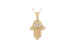CZ Studded Evil Eye Hamsa Pendant