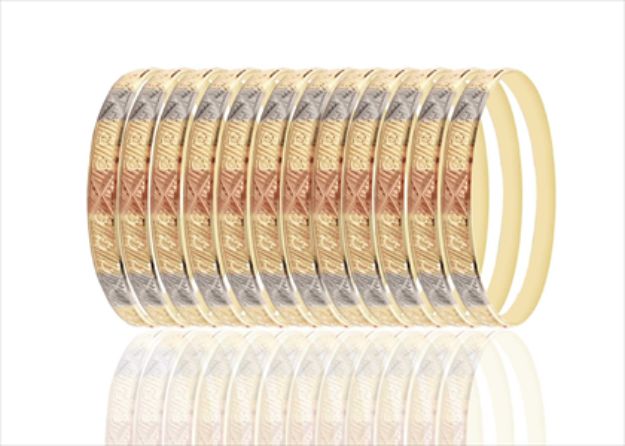 3 Tone Plated | High Polish Half Round Bangles