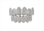 Rhodium Plated Hip Hop Top and Bottom Grillz