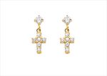 Religious Cross Dangle Stud Earring