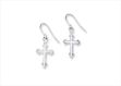 Rhodium Plated Cross Dangle Religious Earring