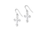 Rhodium Plated Cross Dangle Religious Earring