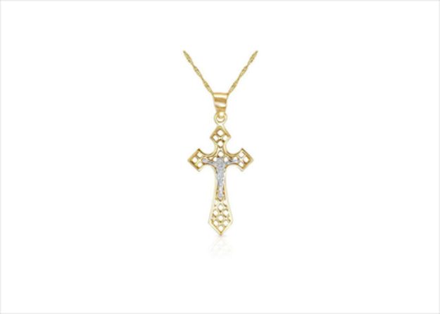 Two Tone Plated Crucifix Pendant
