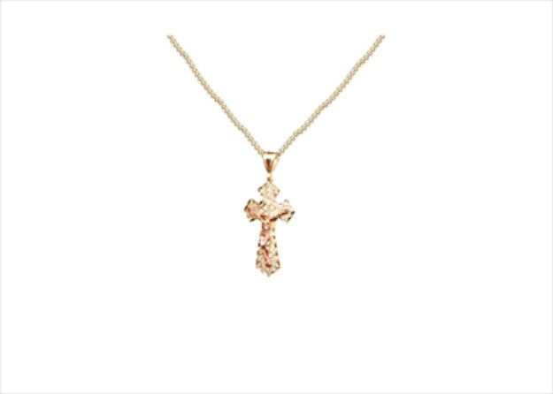 Two Tone Plated Crucifix Cross Pendant