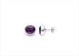 Rhodium Plated Cabochon Amethyst Stud Earrings