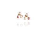Gold Plated Three Stone Bezel Set Stud Earrings