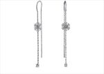 Snowflake Threader CZ Studded Earrings