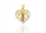 Two Tone Plated Virgin Mary Filigree Heart Pendant