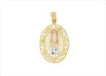Three Tone Plated CZ Studded Numeric Religious Pendant