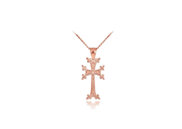 Rose Gold Plated Long Cross Pendant