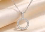 Rhodium Plated Halo Circle Pendant