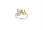 Three Tone Plated Butterfly Ring