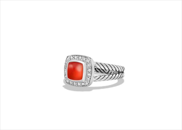 Rhodium Plated CZ Studded Orange Cushion Cut Mens Ring