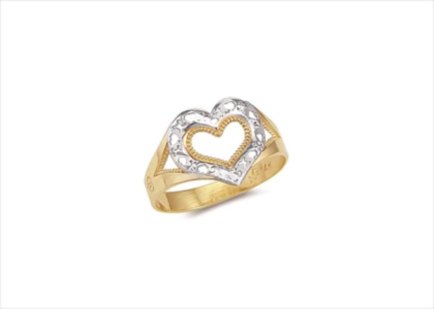 Two Tone Plated Filigree Heart Ring