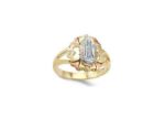 Three Tone Plated Mother Mary Ring with CZ