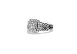 Rhodium Plated Micro Pave Twisted Mens Ring