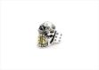Two Tone Plated CZ Studded Dollar Skull Mens Ring