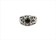 Rhodium Plated Mens Ring with Black Stone