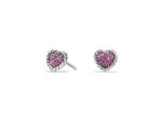 Rhodium Plated Pink CZ Heart Shape Twisted Stud Earring