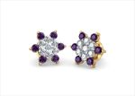 Gold Plated CZ Studded Gemstone Stud Earring