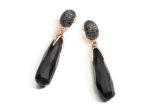 Rose Gold Plated Black CZ Gemstone Dangle Earring