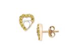 Gold Plated Heart Shape Gemstone Stud Earring