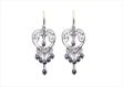 Rhodium Plated Gemstone Heart Shape Long Dangle Earring