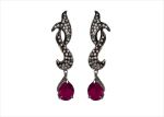 Rhodium Plated CZ Studded Gemstone Dangle Drop Earring