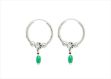 Rhodium Plated Gemstone Hoop Dangle Earring