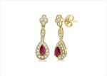 CZ Studded Gemstone Dangle Earring