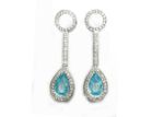 Rhodium Plated CZ Studded Gemstone Drop Earring