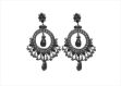 Black Gold Plated CZ Studded Gemstone Dangle Earring