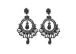 Black Gold Plated CZ Studded Gemstone Dangle Earring