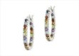 Rhodium Plated Mutlicolored Gemstone Hoop Earring