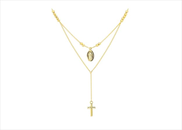 Gold plated Our Lady of Guadalupe Two chain Pendant