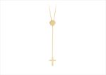 Gold Plated Y Necklace with Cross