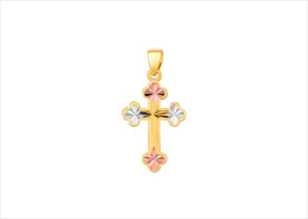 Three Tone Plated Cross Pendant